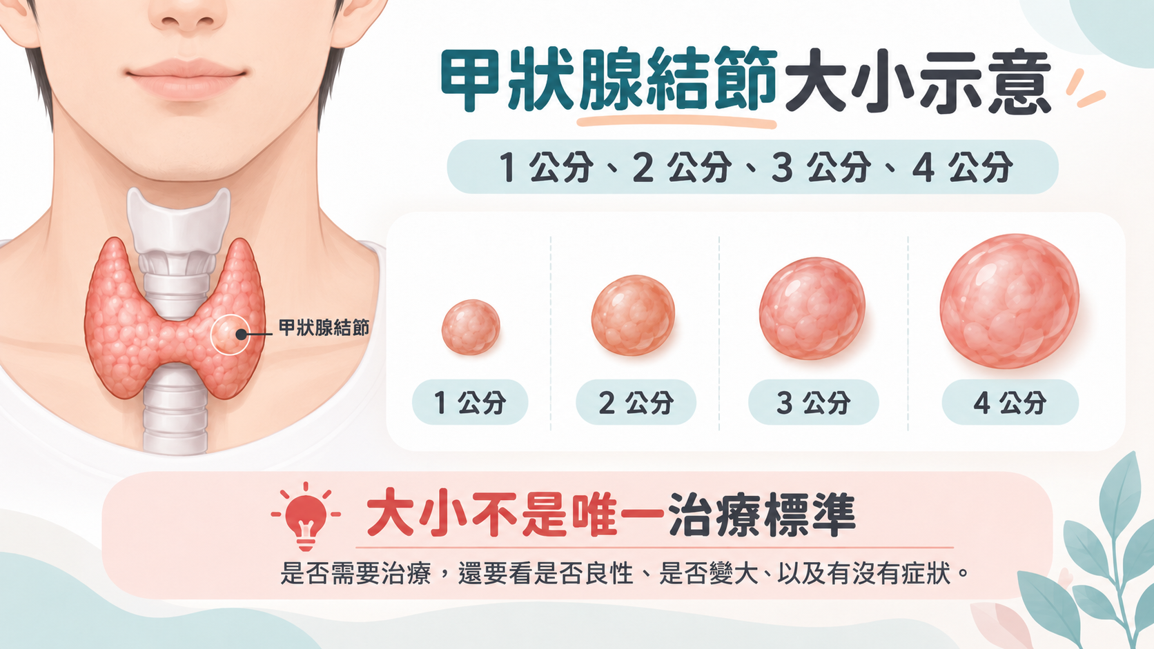 甲狀腺結節1公分2公分3公分4公分大小示意圖